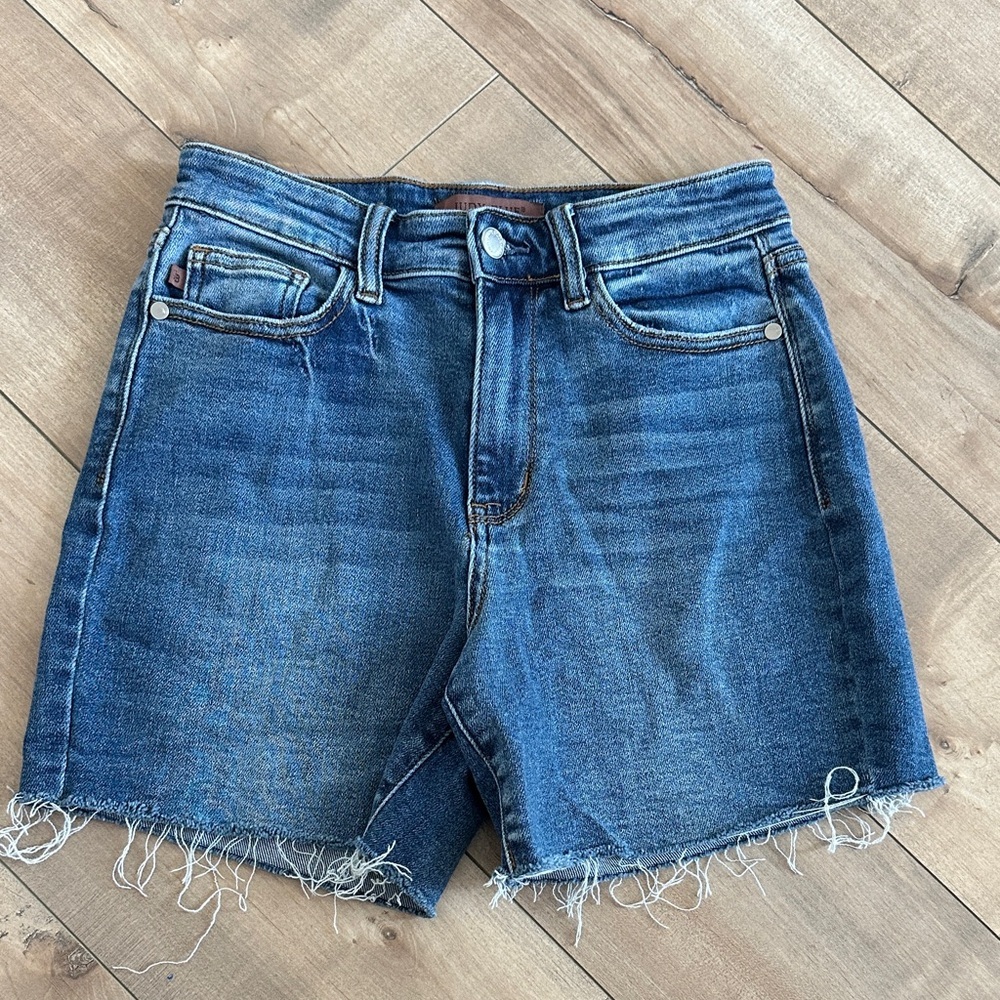 Judy Blue Classic Denim High Waist Cut Off Blue Jean Shorts Sz S